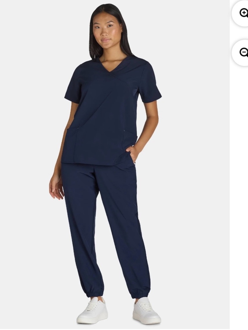 Women's 4 way stretch Navy Blue Scrub Set Jogger Pants and 2 Pocket Top SM NWT